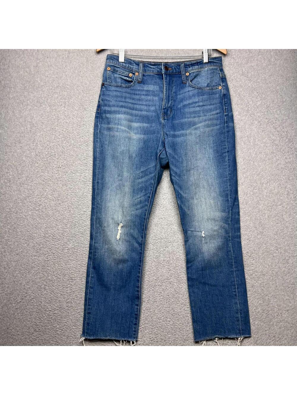 Madewell High Rise Slim Crop Boyjean 27 Blue Denim Coastal Minimalist Cool Girl